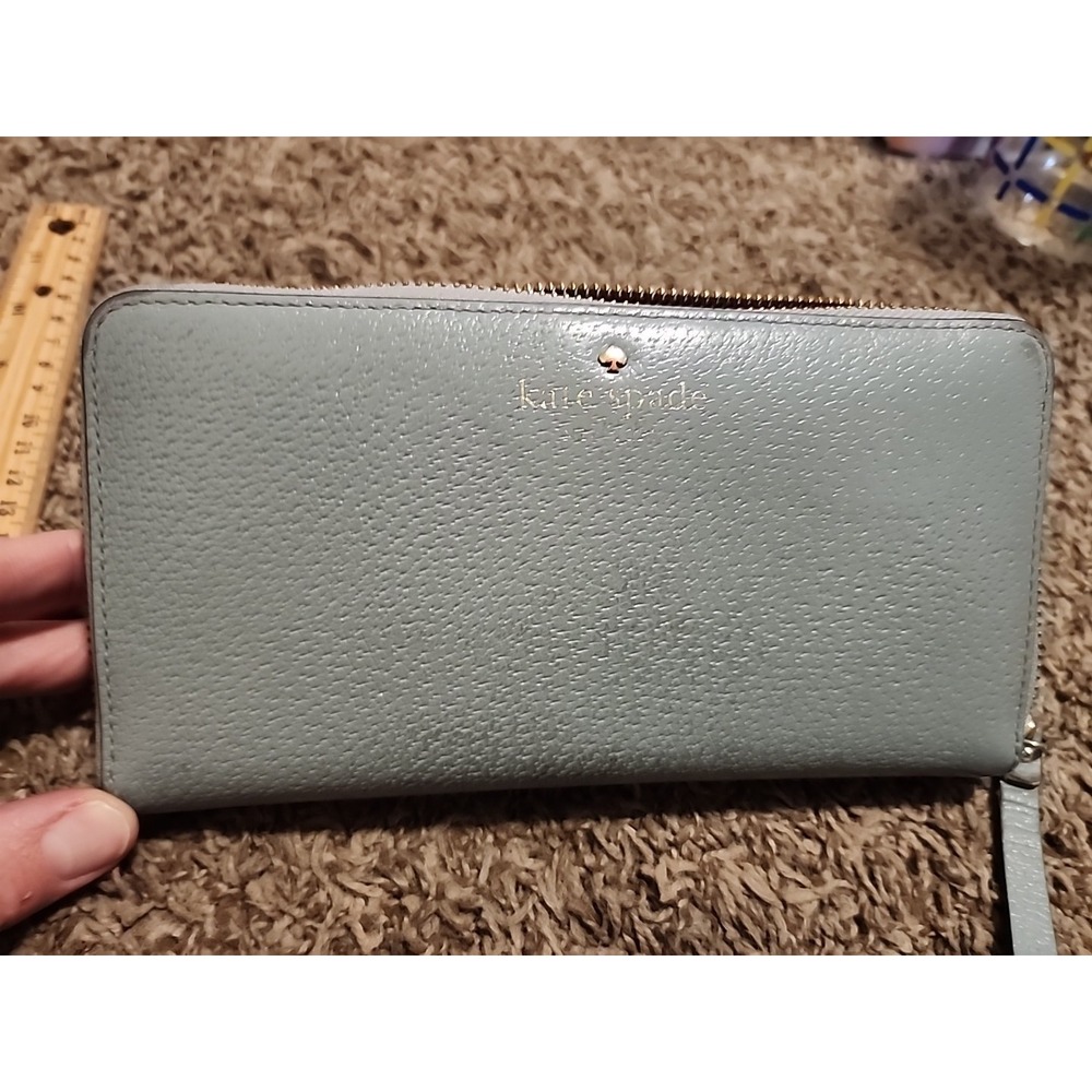 Long Wallet KATE SPADE. Zip. Gold Tone. S338. Grey/Blue